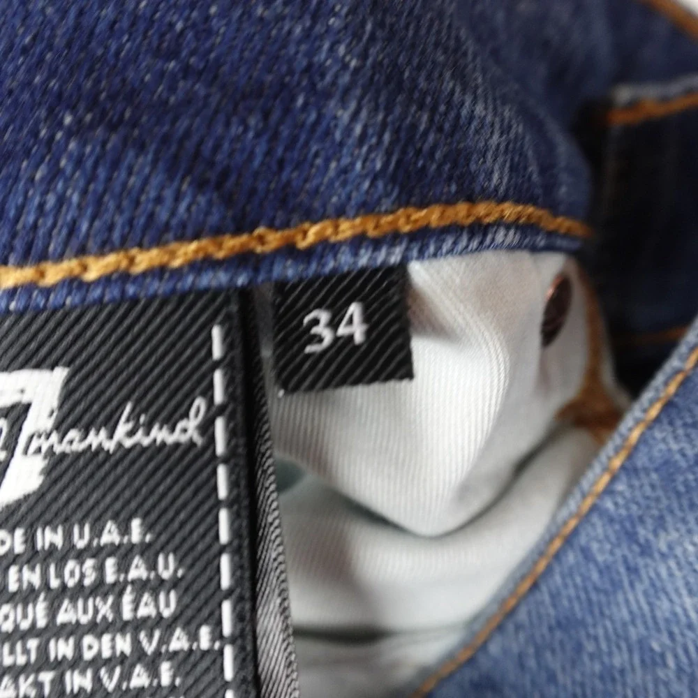 NEW 7 For All Mankind Jeans Mens 34X32 Dark Blue Denim Vintage Straight‎ Pants